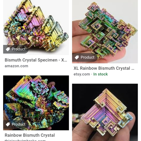 Bismuth and silver stud earrings iridescent - Picture 6 of 7